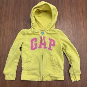 GAP Kids Bright Yellow Hoodie with Pink Logo
